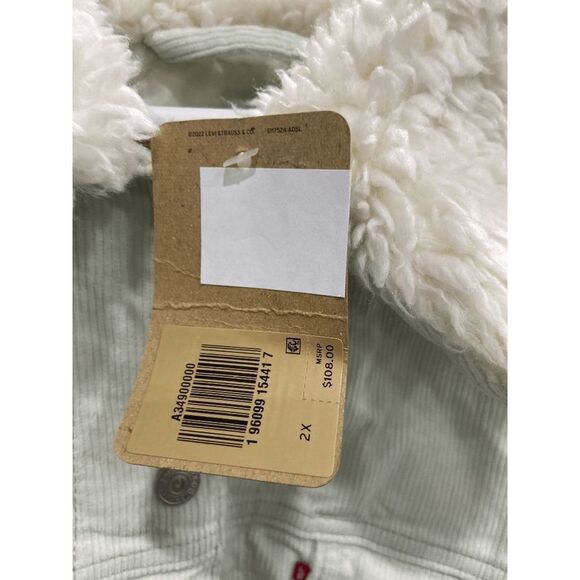 Levi's Women's Plus Size Faux-Sherpa Baby Baggy Trucker Jacket - Meadow Mist 2X - Picture 4 of 7